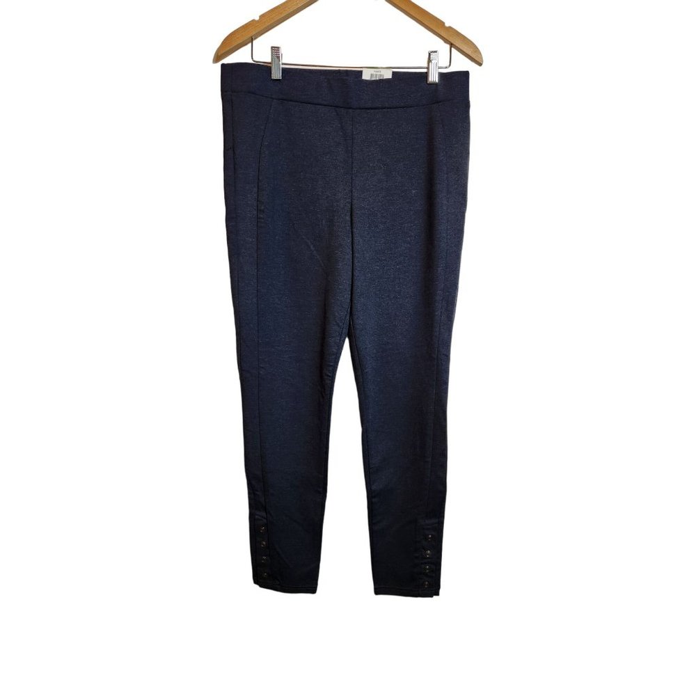 Style & Co. Ponte Snap Hem Legging Midrise NWT size L Navy Heather
